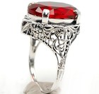 10CT  Fire Garnet 925Sterling Silver Filigree Look Ring Jewelry Sz 8 — photo 2