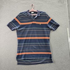 VINTAGE Polo By Ralph Lauren Men Polo L Navy Striped Short Sleeve