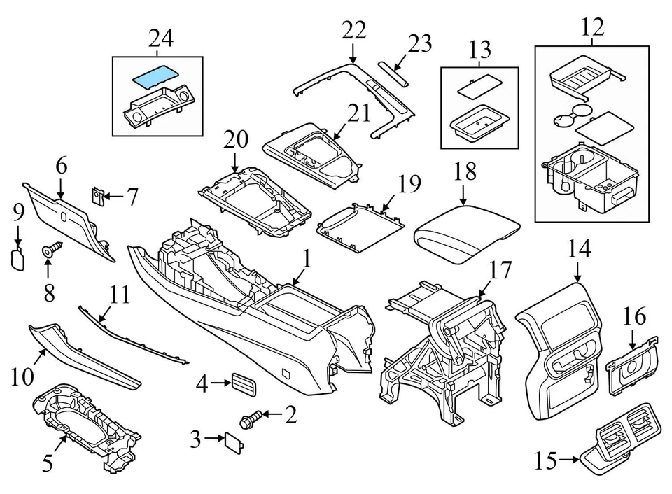 2018–2024 AUDI SQ5 — корзина для хранения на передней центральной консоли / лоток 80B864131A - Изображение 3 из 4