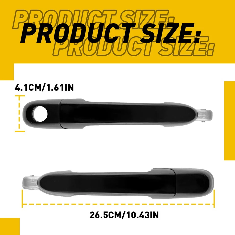 Manija de puerta exterior delantera y trasera 4 piezas para Hyundai Accent 2006-2011 imprimada negra Foto 4 de 4