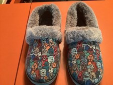 BOBS from Skechers Keep It Cozy Dog Print Faux Fur Memory Foam Slippers Grey