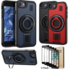For Apple iPhone 8 Kickstand Ring Holder Case Protective Cover/ Screen Protector