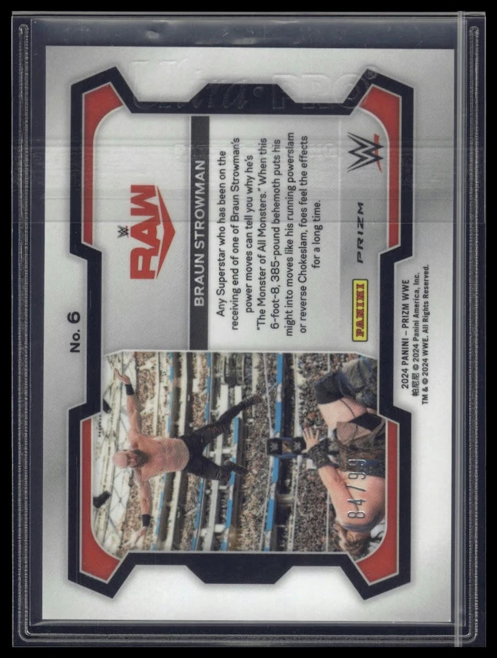 2024 Panini Prizm WWE #6 Braun Strowman Orange Prizms #/99 - Image 2 of 2