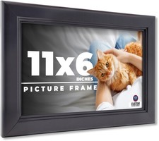 11x6 Frame Black Picture Frame Complete Modern Photo Frame UV Acrylic, Acid Free