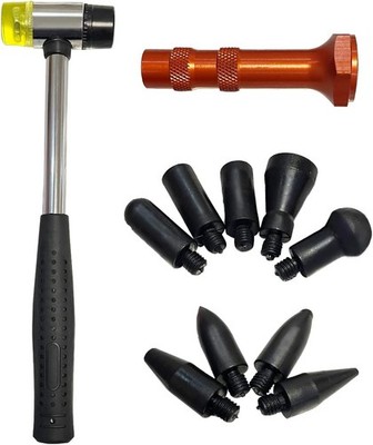 10Pcs Dent Repair Tool Kits inclued Rubber Hammer and 9 Pcs Heads Tap Down Tools