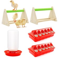 Chick Feeder and Waterer Kit with Chick Perch, 1l Chick Waterer, Flip Top Pou...
