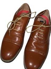 BRUNO MARC Prince-5 Brown Leather Cap Toe Oxford Lace Up Dress Shoe Men's Size 9