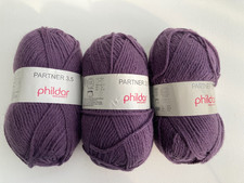 lot de 3 pelotes couleur MÛRE de Phildar, 2 pelotes de même bain