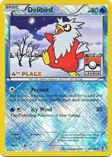 1x Delibird - 38/149 - 4th Place Crosshatch Holo Pokemon League Froakie / Xernea