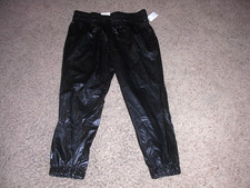 OPHELIA ROE Black Pleather JOGGER PANTS mid rise cuffed leg Women's L NEW NWT