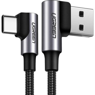 Winkelkabel USB-A / USB-C Quick Charge 3.0 1m Ugreen Ladekabel Schnellkabel Grau