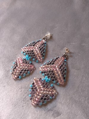 Schwarze Ohrringe lang dreieckig Pattern Indianer