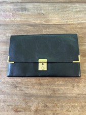Vintage English Real Leather Travel Wallet Document Organizer Black 9x5.5 Luxury