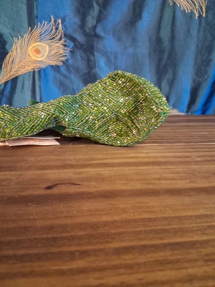 Vintage K.C. Cartera Malhan Verde Cuentas con Correa Corta y Forro Satinado VER FOTO Foto 4 de 4