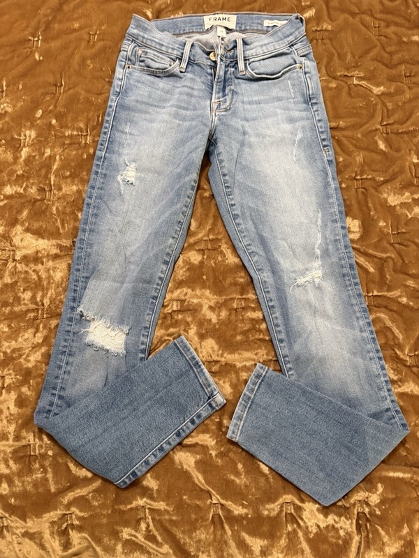 Frame Jeans Women's Skinny Distressed Mid Rise Size 24