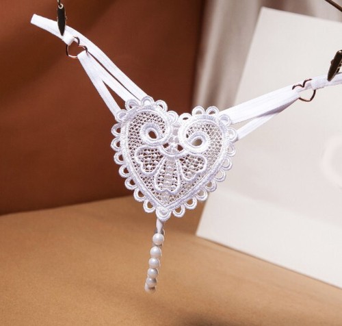 Perlen String ouvert Weiss Schmuck gewagt Dessous Slip sexy Reizwäsche S M L - Bild 13 von 14
