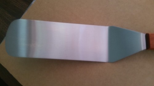 3" x 8" FLEXIBLE S/S HAMBURGER/PANCAKE TURNER/SPATULA WITH 10" LONG WOOD HANDLE - Picture 2 of 5