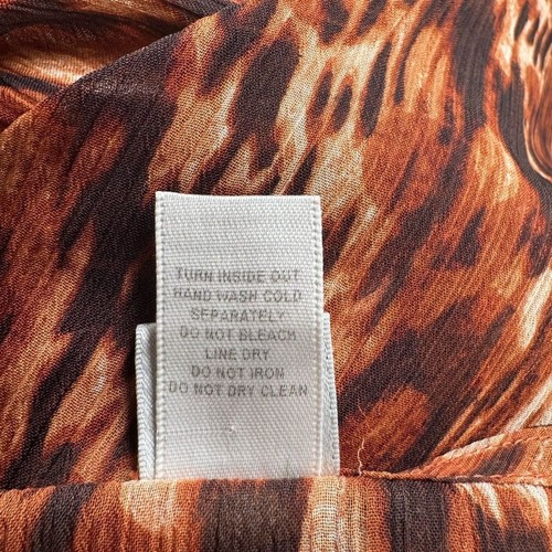 Chico's Beaded Dolman Sleeve Animal Print Brown Rust Beige Blouse Tunic Top L/XL - Picture 8 of 9