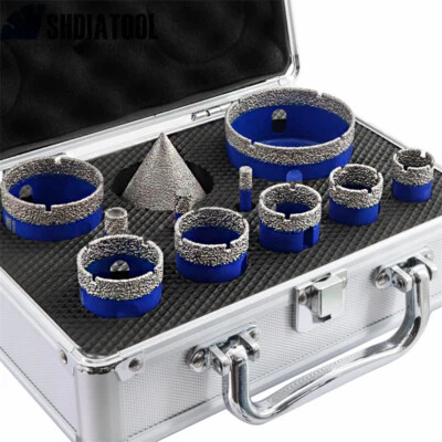 SHDIATOOL 11pcs/box Diamond Hole Saw Kit Core Drilling Bit Set for Porcelain Marble Tile
