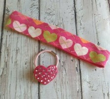 VTG Gymboree Popstar Academy Little Hearts fabric headband  ponytail holder set