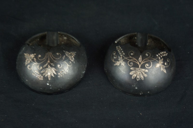 Unusual pair of black decorated ash trays, asian ca. 1960 [Y7-W6-A8]