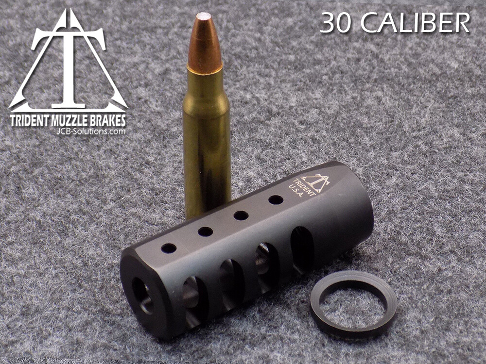 5/8x24 308 Nitride finish muzzle brake with crush washer. Made in