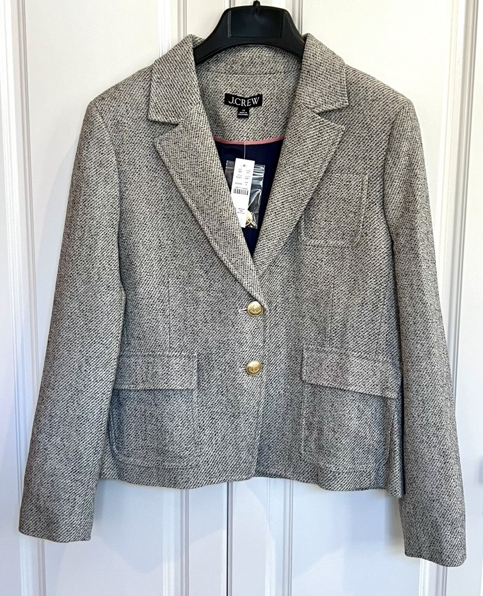 NWT J Crew size 10 black/white wool twill shrunken fit