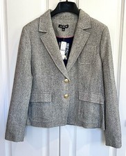 NWT J Crew size 10 black/white wool twill shrunken fit blazer jacket BU031