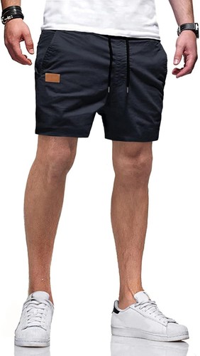 Mens Summer Cotton Drawstring Shorts Stretch Twill Casual Beachwear with Pockets - Picture 49 of 50
