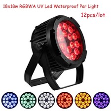 12pcs Outdoor 18X18W Led Par Light IP65 RGBWA UV 6in1 Waterproof for Church Club