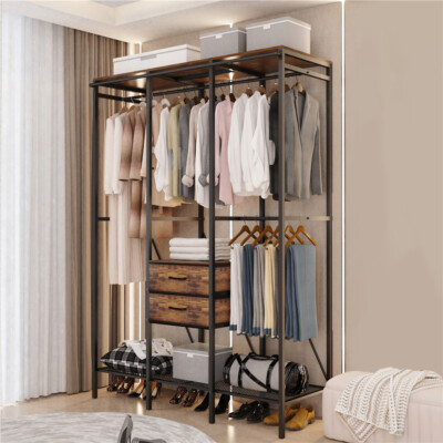 Heavy Duty Clothes Rack Metal Garment Rack Wardrobe Closet Storage Hanging Rails