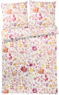 Elegante Mako-Satin Bettwäsche 155x220 cm Blumen Fleuri pink rose 2120-1