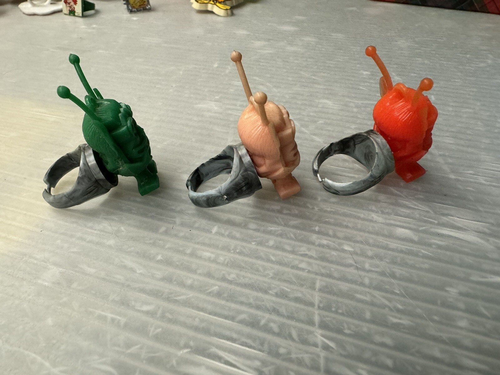 vintage RAT FINK 1965 Martian Fink Plastic NOVELTY RING charm LOT/3