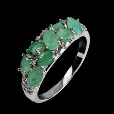 Summer 925 Silver Ring Oval Emerald 5x3mm Natural Gemstone Jewelry Size 7