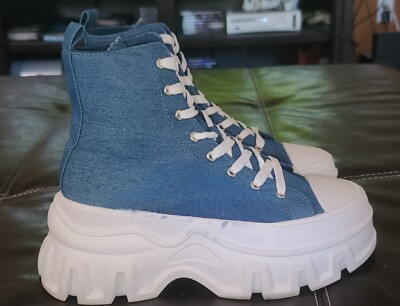 Azalea Wang Chaney Denim Platform Fashion Designer Sneakers