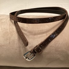 Ladies Shimmer Skinny Belt Size XL New York Co Bronze/Brown Silver Buckle EUC