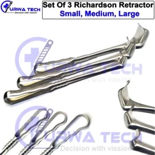 Richardson Retractors 9.5" Small, Medium, Large Orthopedic Instruments 3 Pcs Set