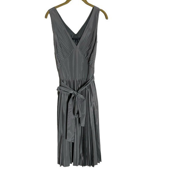 banana republic bridesmaid dresses Banana Republic Gray Accordion Knife Pleat Formal Bridesmaid Dress Silk 4