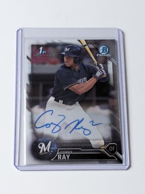 Topps Bowman Chrome 2017 Corey Ray Brewers 1st On Card Auto MLB