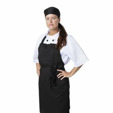 Nisbets Essentials Chef Bib Aprons in Black - Polycotton - Pack of 2