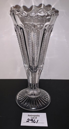 Duncan Miller Stil Reißverschluss Muster Glas Trompete Vase Vintage Antik