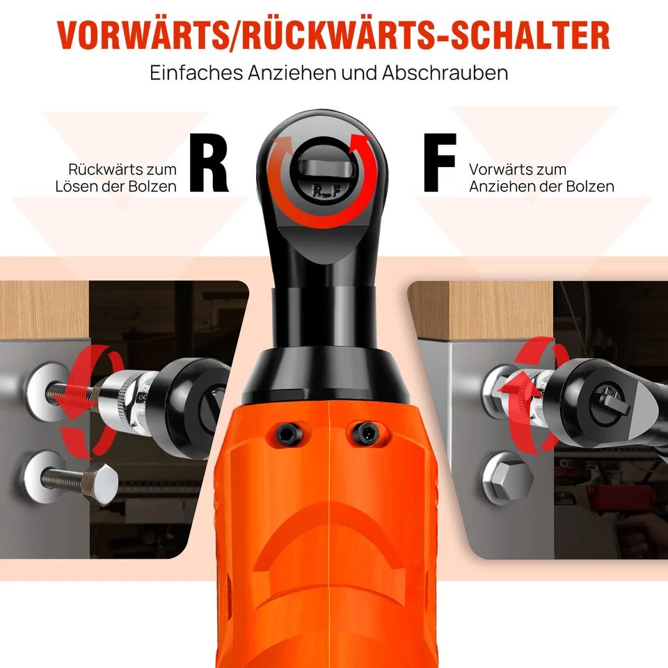 2 Akkus Akku-Ratsche 120 Nm Ratschenschlüssel 3/8'' Elektrische Knarrenschlüssel - Bild 3 von 4