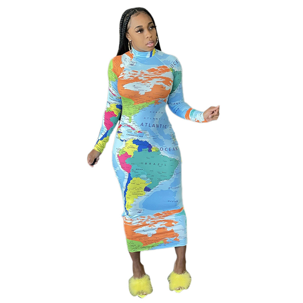 Hot Sale Women Colorful Print O Neck 