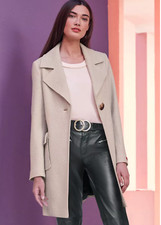 Rick Cardona By Heine Beige Wool Blend Coat Size 10 New