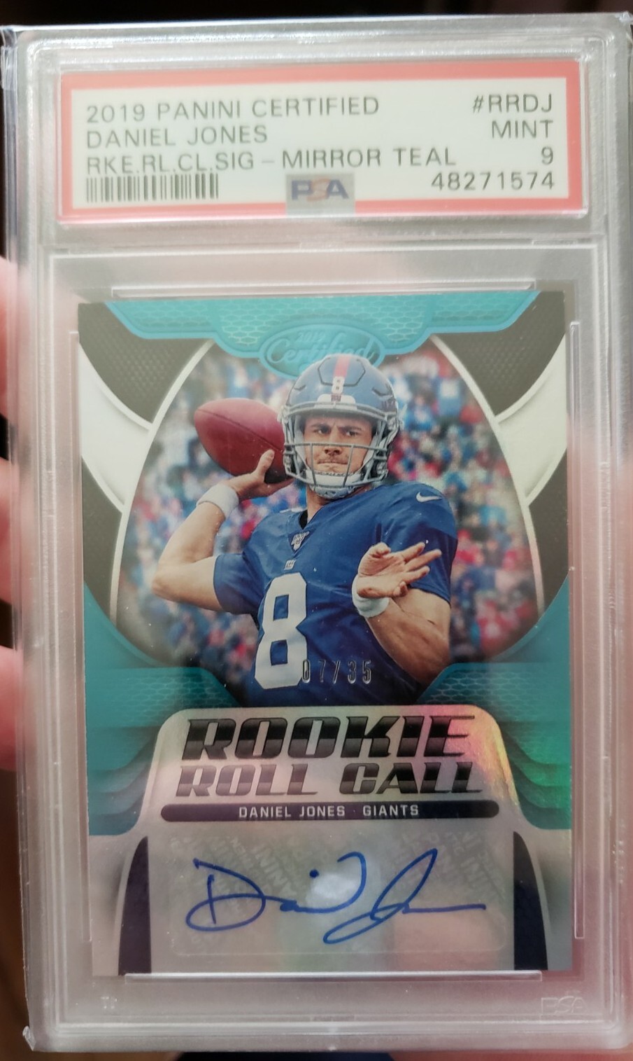 Daniel Jones Panini Certified Rookie Roll Call Signatures #RRDJ Mirror Teal