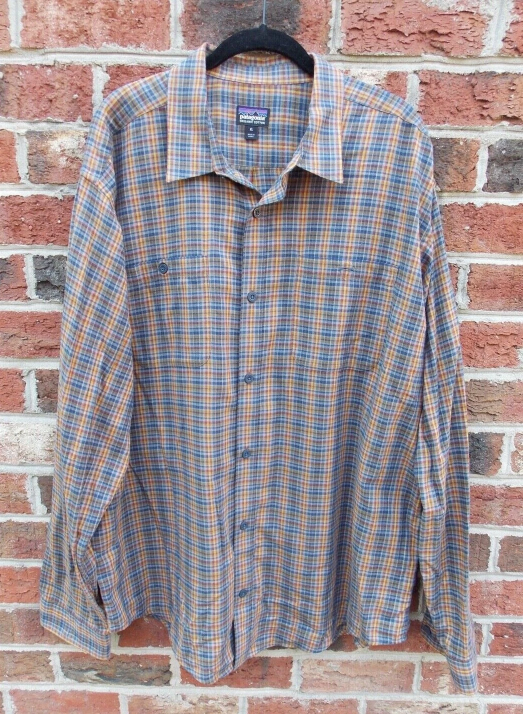 Patagonia Organic Cotton Button Up Long Sleeve Plaid Shirt Multicolor Men's XL