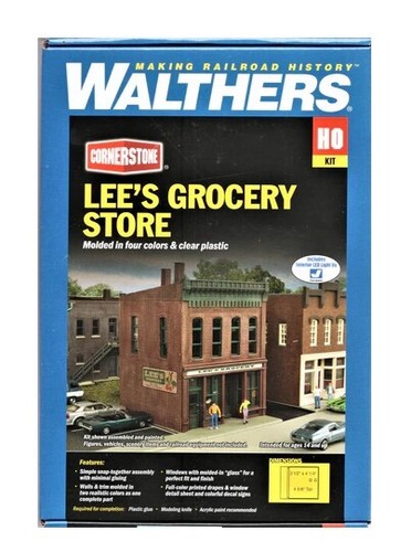Walthers Cornerstone 1/87 HO Scale LEE'S GROCERY STORE w/ LED Interior Lighting - Picture 2 of 2