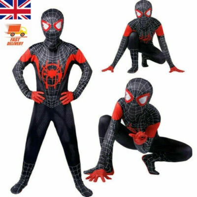 Miles Morales Spiderman Costume Kid Boy World Book Day Payty Cosplay Fancy Dress