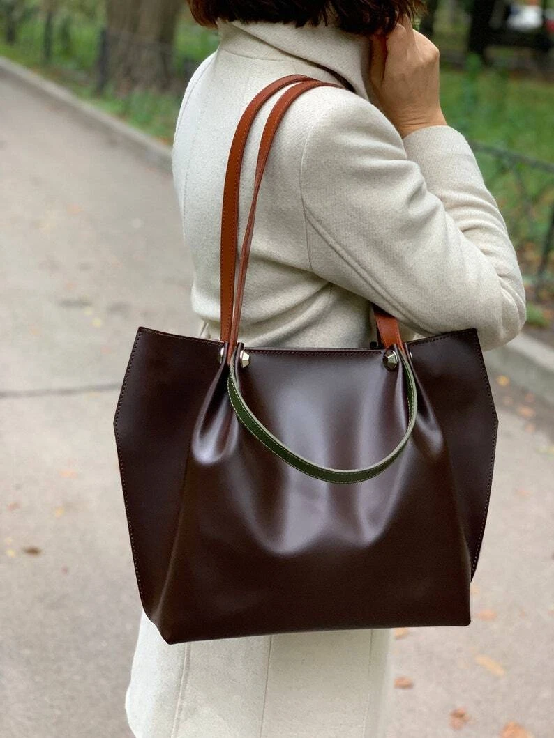 COACH Borsa a mano donna VERA pelle viola tote bag viola tracolla