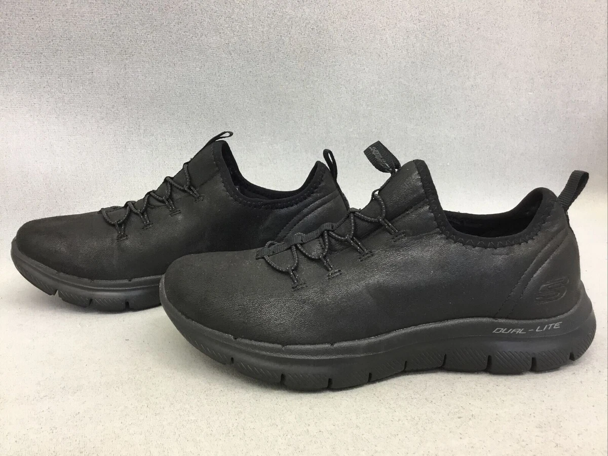 Skechers flex appeal hot sale 2.0 black leather